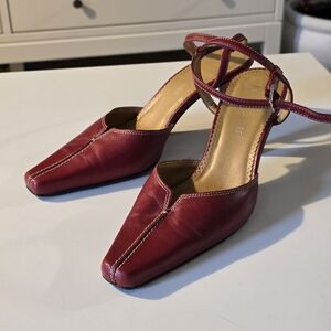 Vintage Gianni Fermani Elegant Red Leather  Women's Strappy Heels